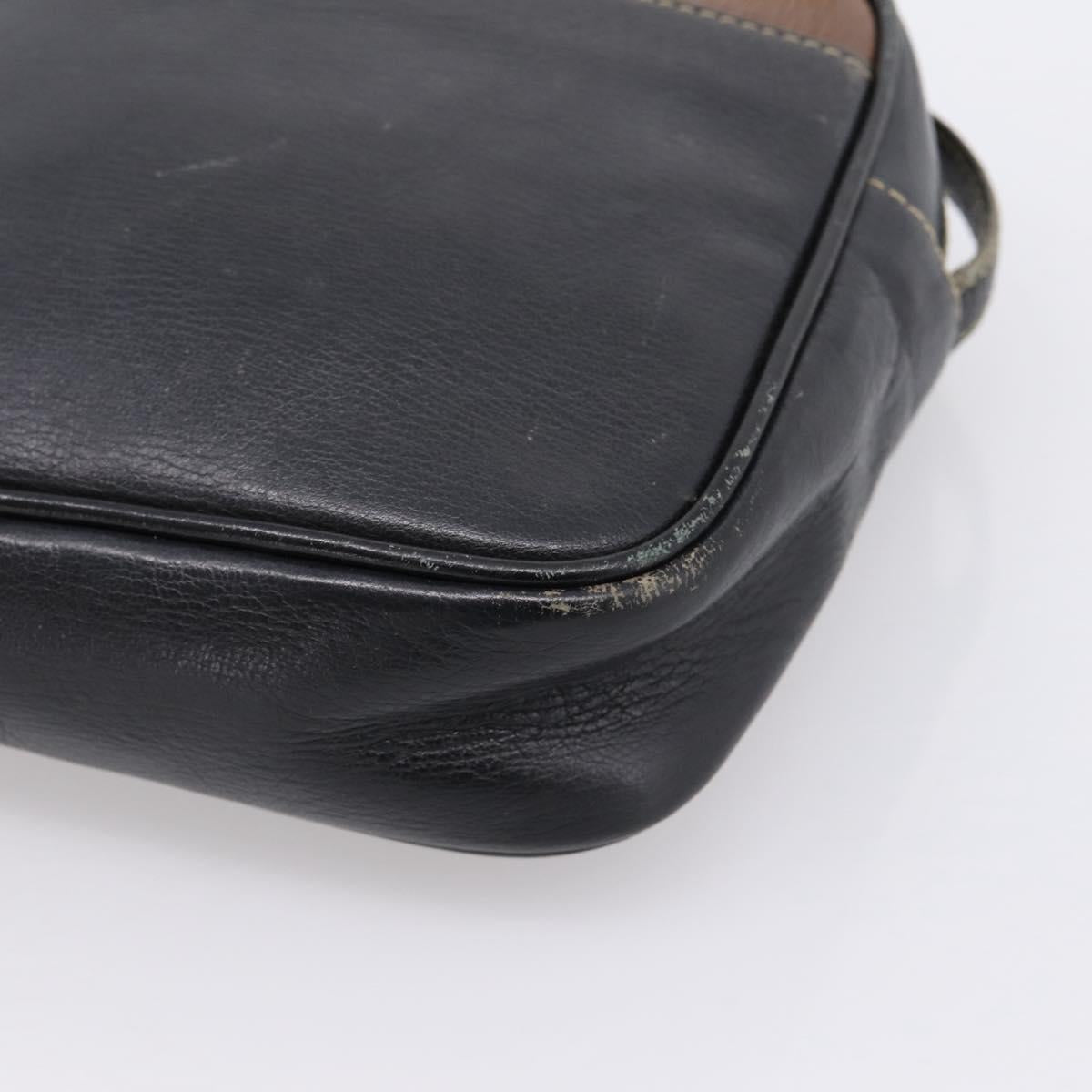 LOEWE Shoulder Bag Leather Black Gold Tone Auth 201277