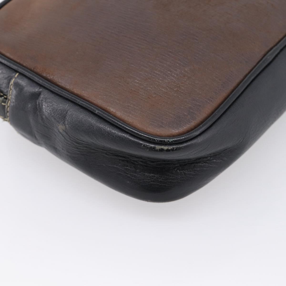 LOEWE Shoulder Bag Leather Black Gold Tone Auth 201277