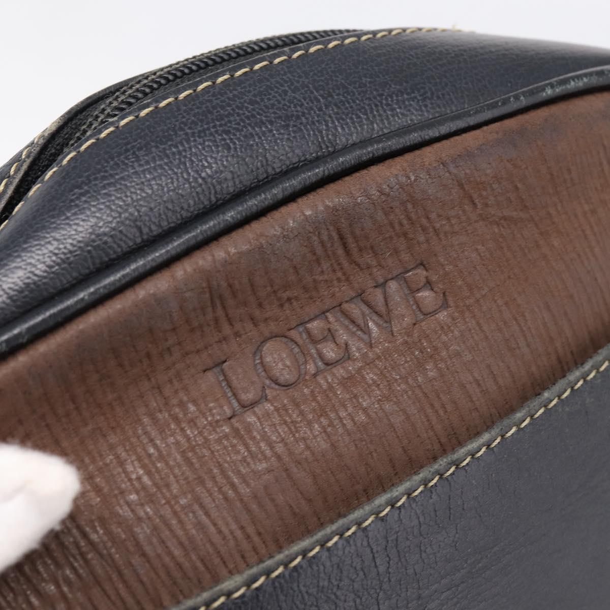 LOEWE Shoulder Bag Leather Black Gold Tone Auth 201277