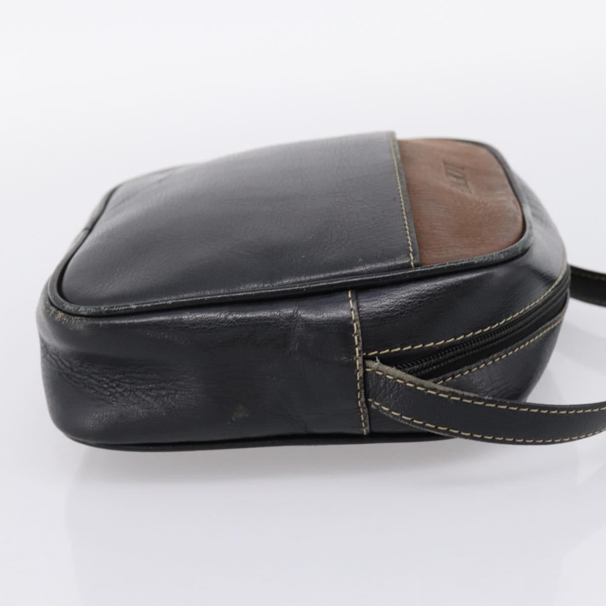 LOEWE Shoulder Bag Leather Black Gold Tone Auth 201277