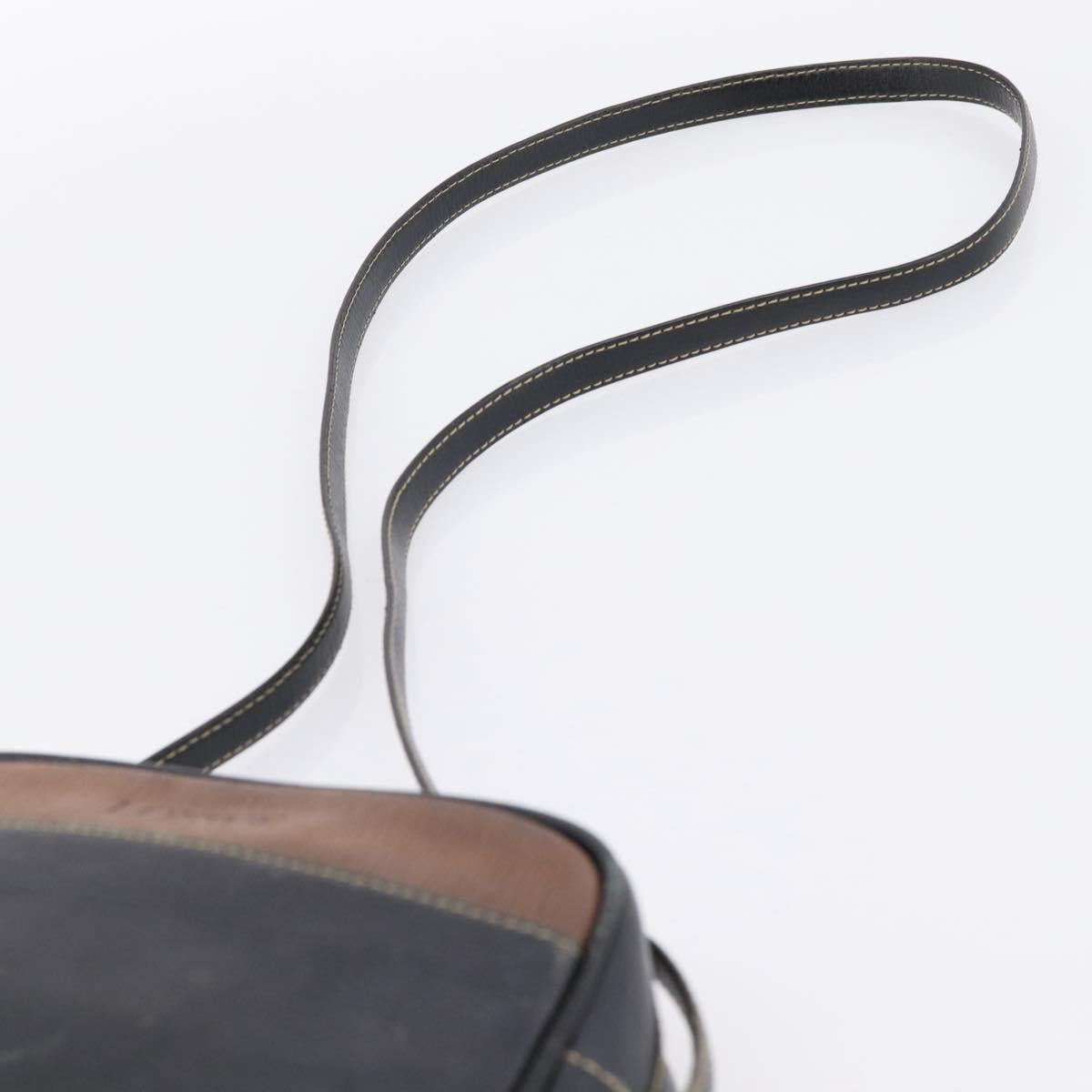 LOEWE Shoulder Bag Leather Black Gold Tone Auth 201277