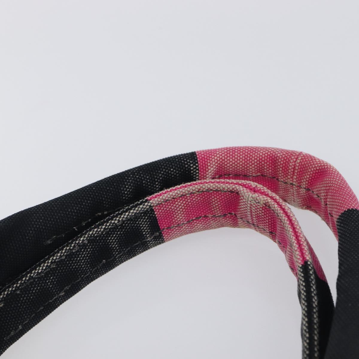 PRADA Canapa GM Hand Bag Canvas Black Pink Auth 201284