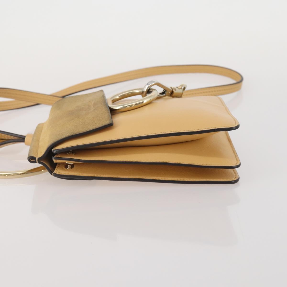 Chloe Fay Shoulder Bag Suede Beige Gold Tone Auth 201285