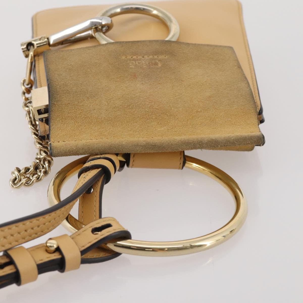 Chloe Fay Shoulder Bag Suede Beige Gold Tone Auth 201285