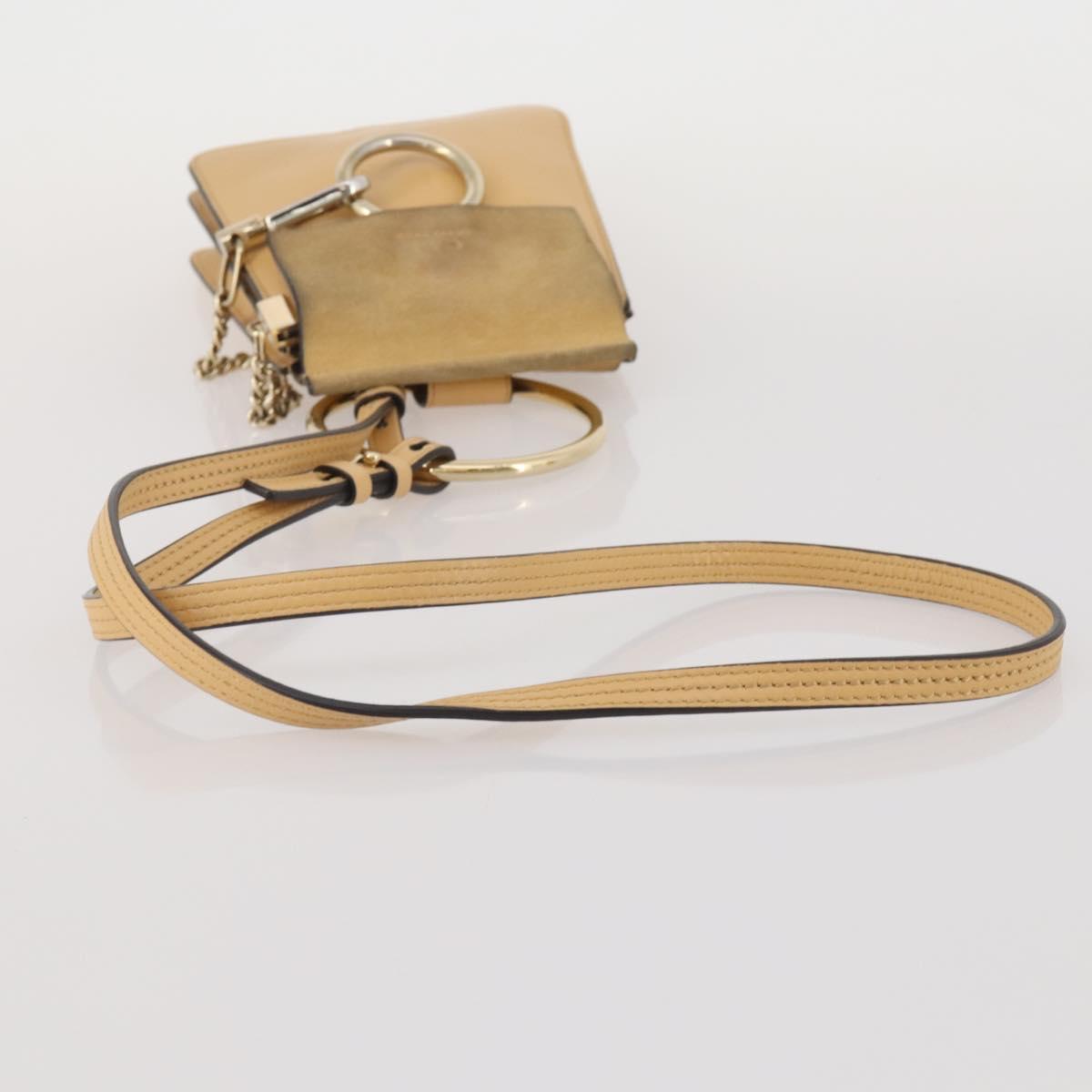 Chloe Fay Shoulder Bag Suede Beige Gold Tone Auth 201285