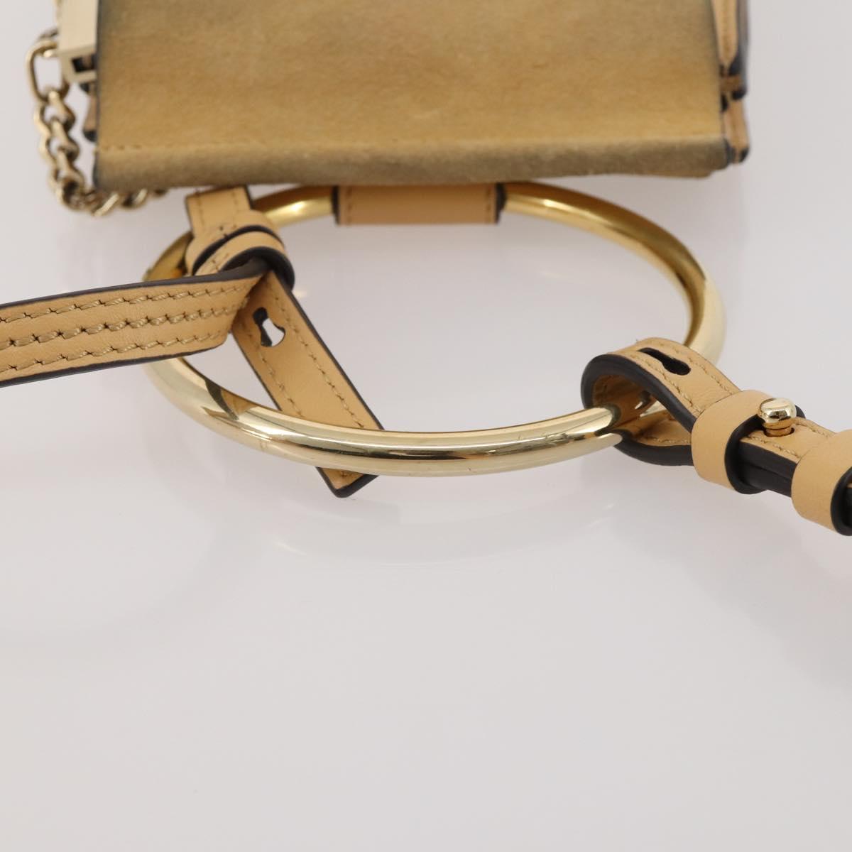 Chloe Fay Shoulder Bag Suede Beige Gold Tone Auth 201285