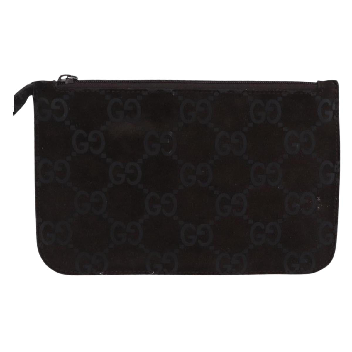 GUCCI GG Canvas Shoulder Bag Suede Brown Silver 001 3181 Auth 201288V
