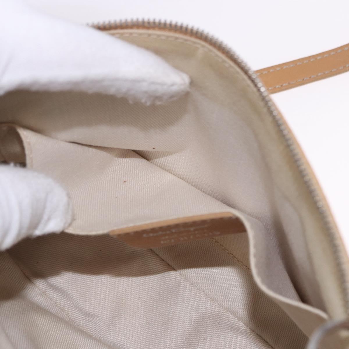 Salvatore Ferragamo Accessory Pouch Leather Beige Silver Auth 201289A