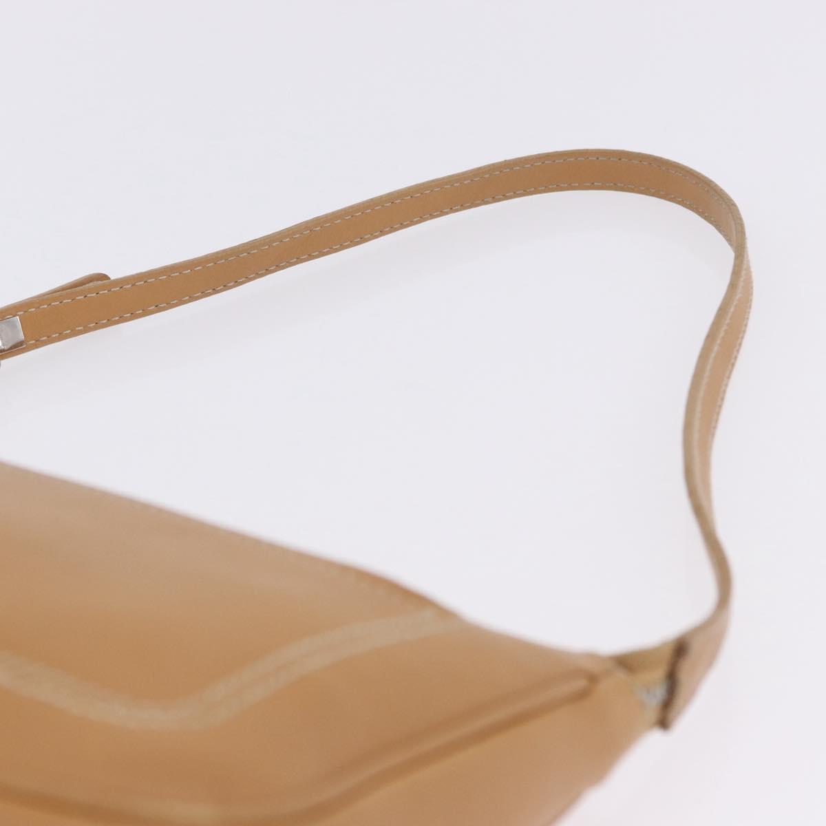 Salvatore Ferragamo Accessory Pouch Leather Beige Silver Auth 201289A
