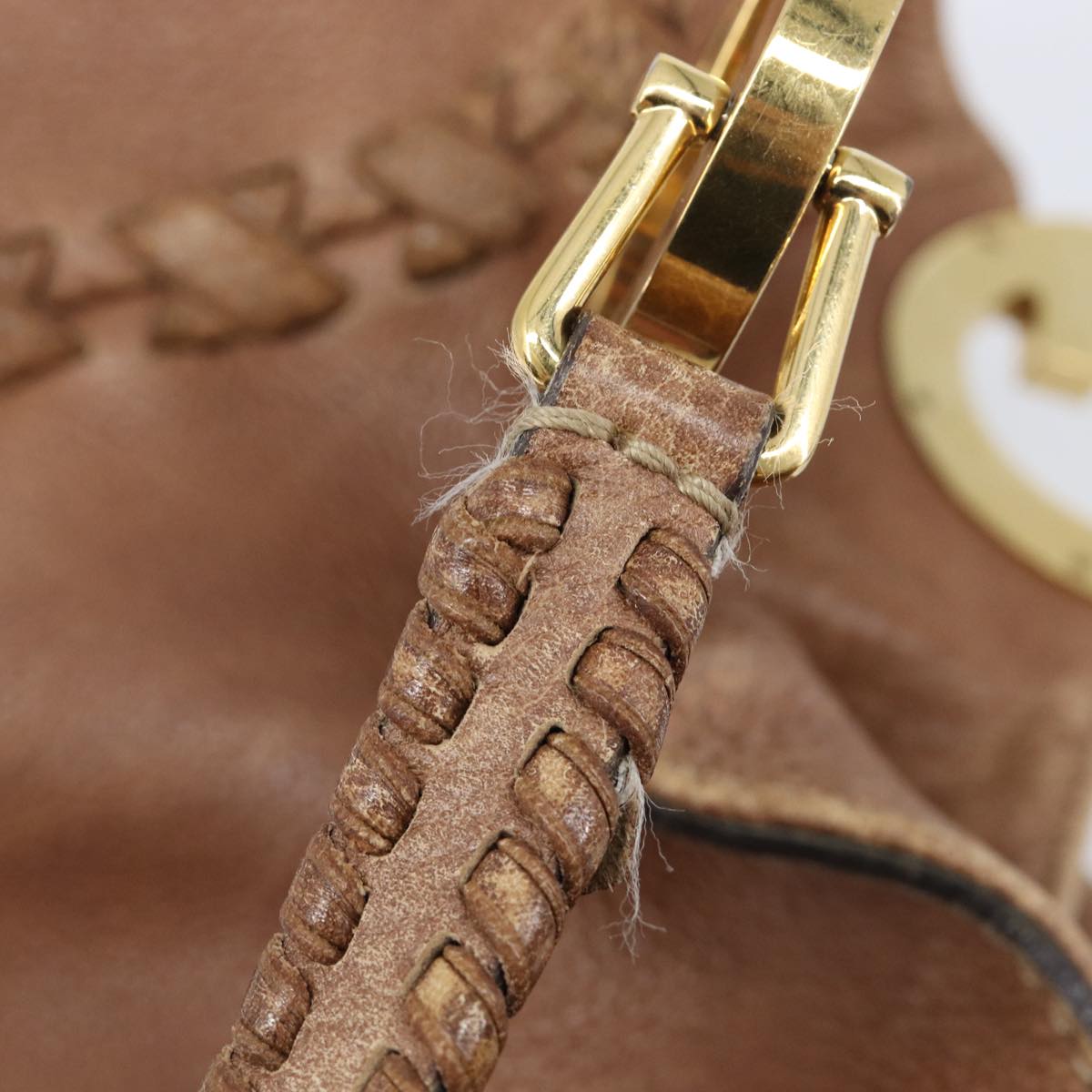 GUCCI Hand Bag Leather Brown Gold Tone 218782 Auth 201290