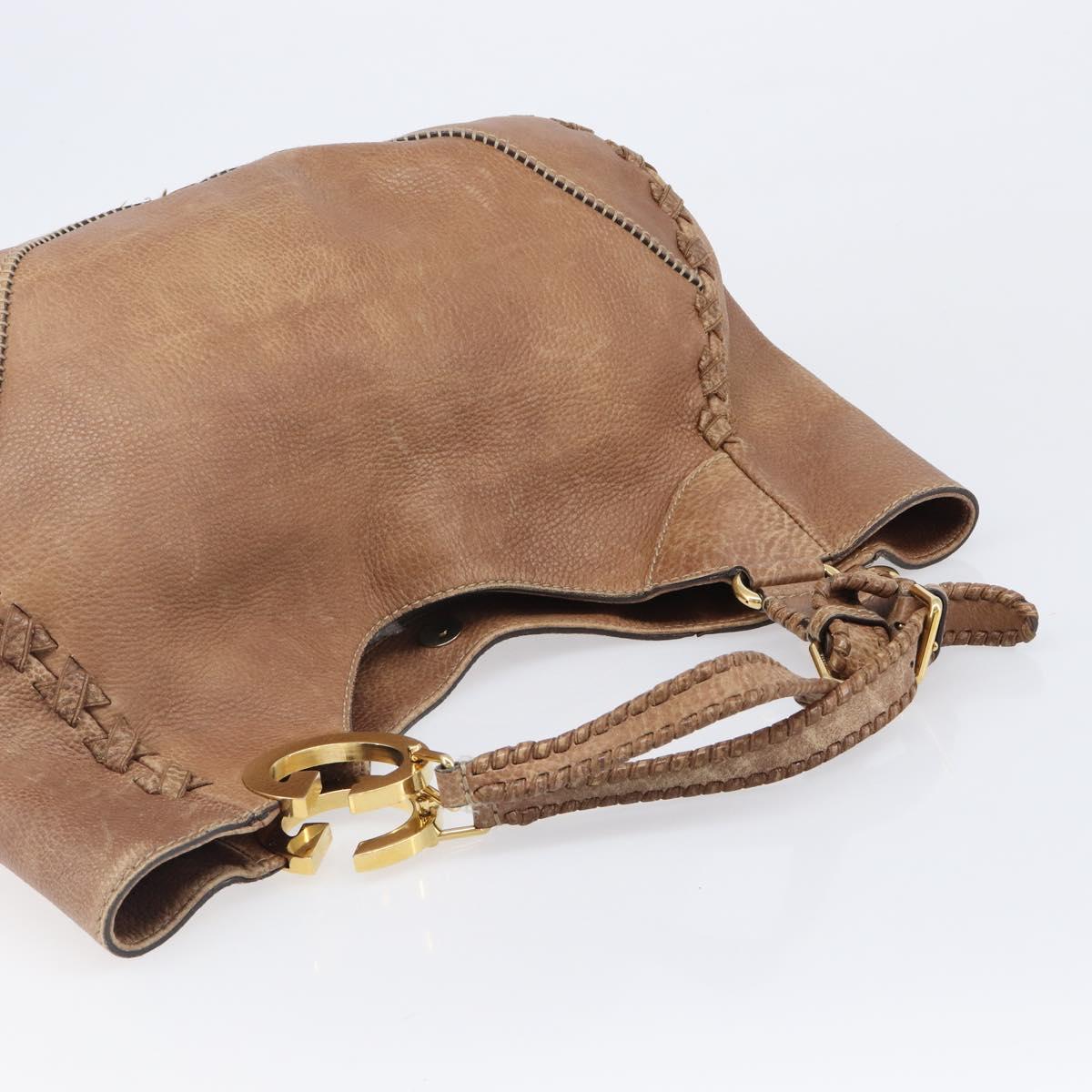 GUCCI Hand Bag Leather Brown Gold Tone 218782 Auth 201290
