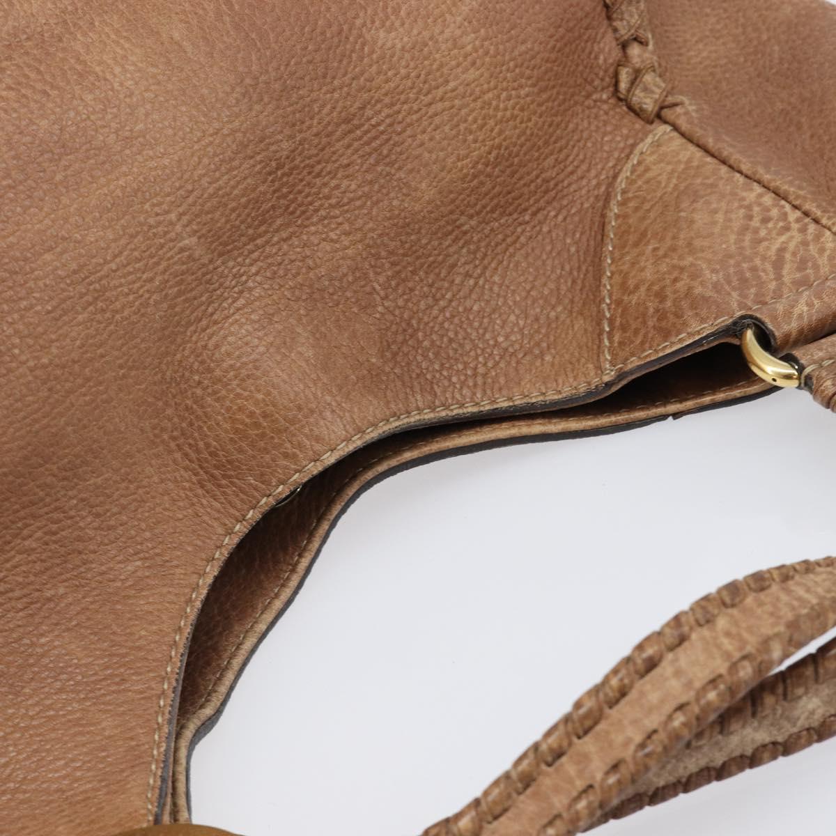 GUCCI Hand Bag Leather Brown Gold Tone 218782 Auth 201290
