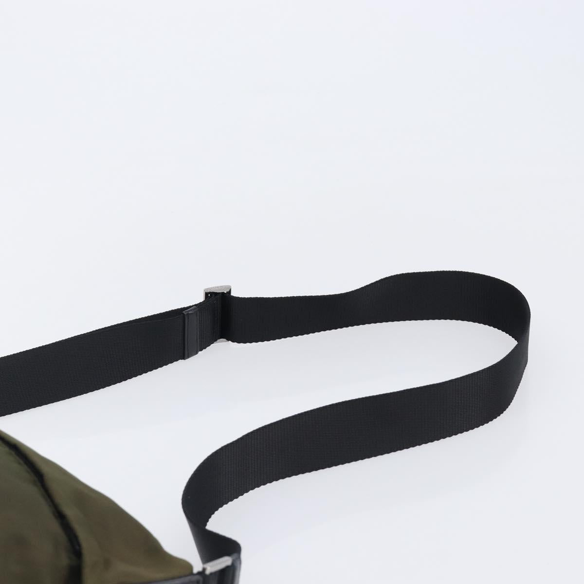 PRADA Shoulder Bag Nylon Khaki Silver Auth 201291A