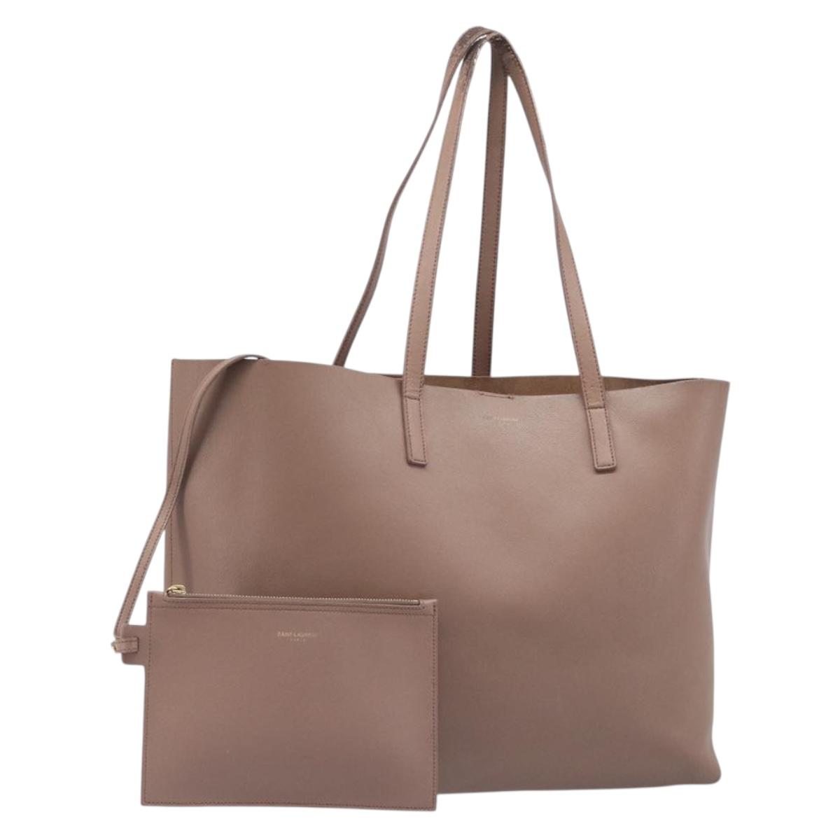 SAINT LAURENT Tote Bag Leather Pink Gold Tone 394195 Auth 201292