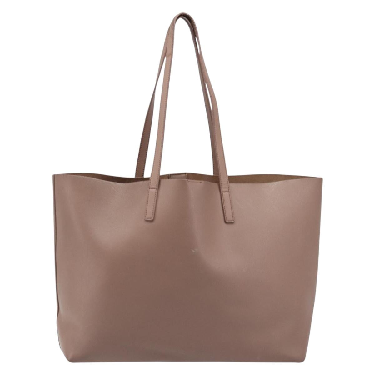 SAINT LAURENT Tote Bag Leather Pink Gold Tone 394195 Auth 201292