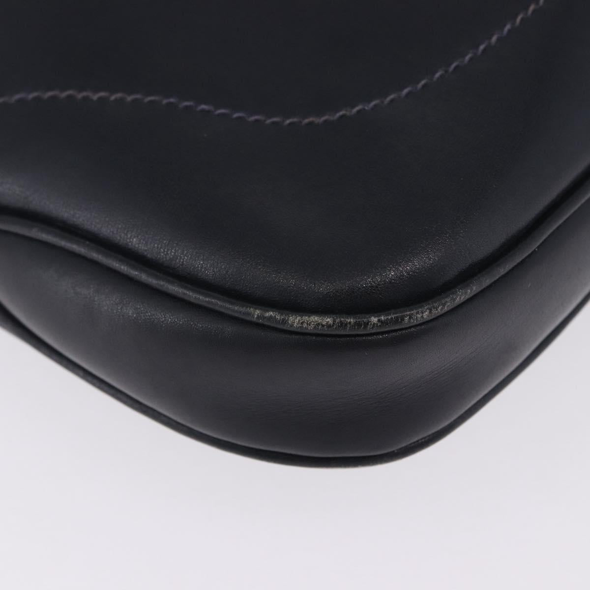 GUCCI Jackie Hand Bag Leather Navy Gold Tone Auth 201295V