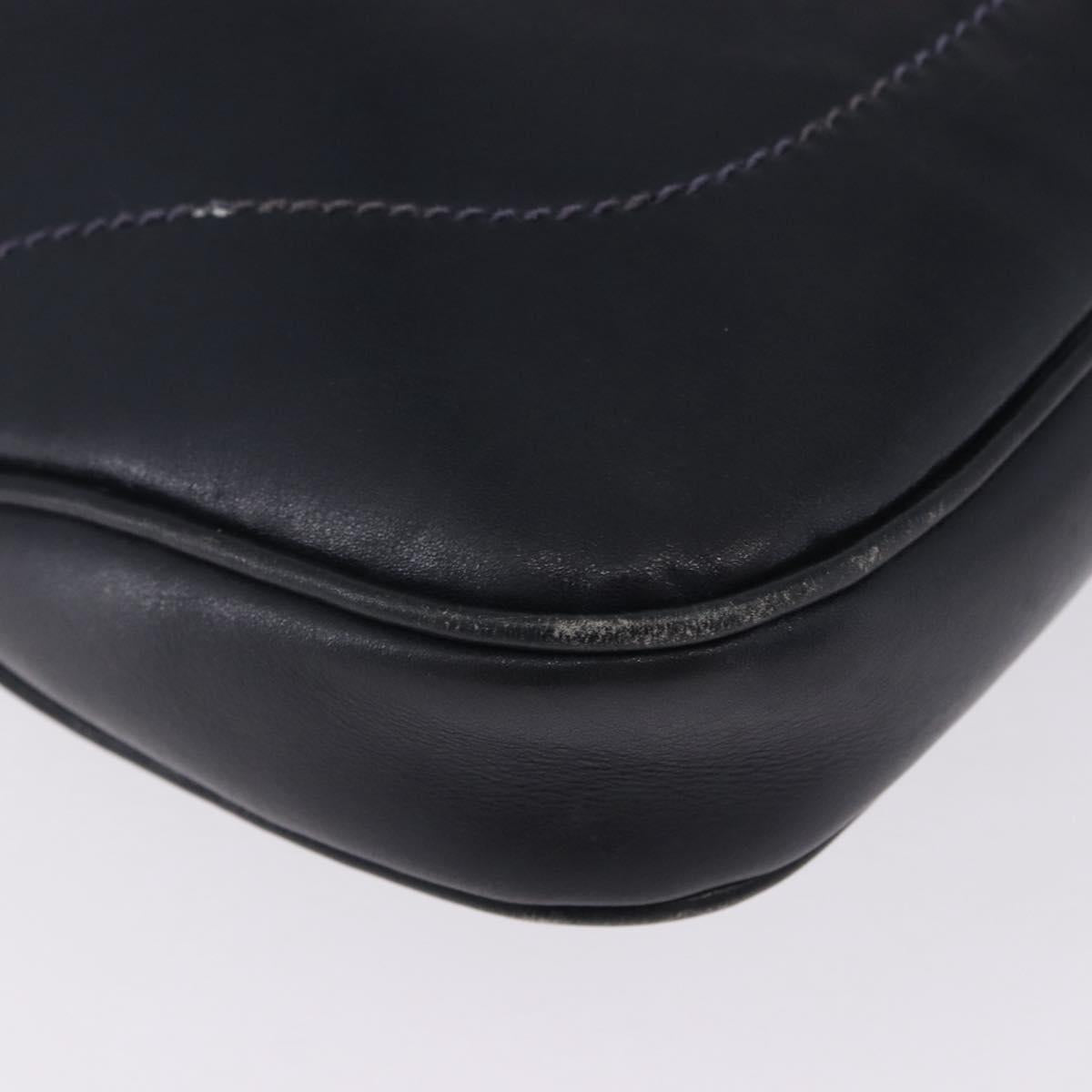 GUCCI Jackie Hand Bag Leather Navy Gold Tone Auth 201295V