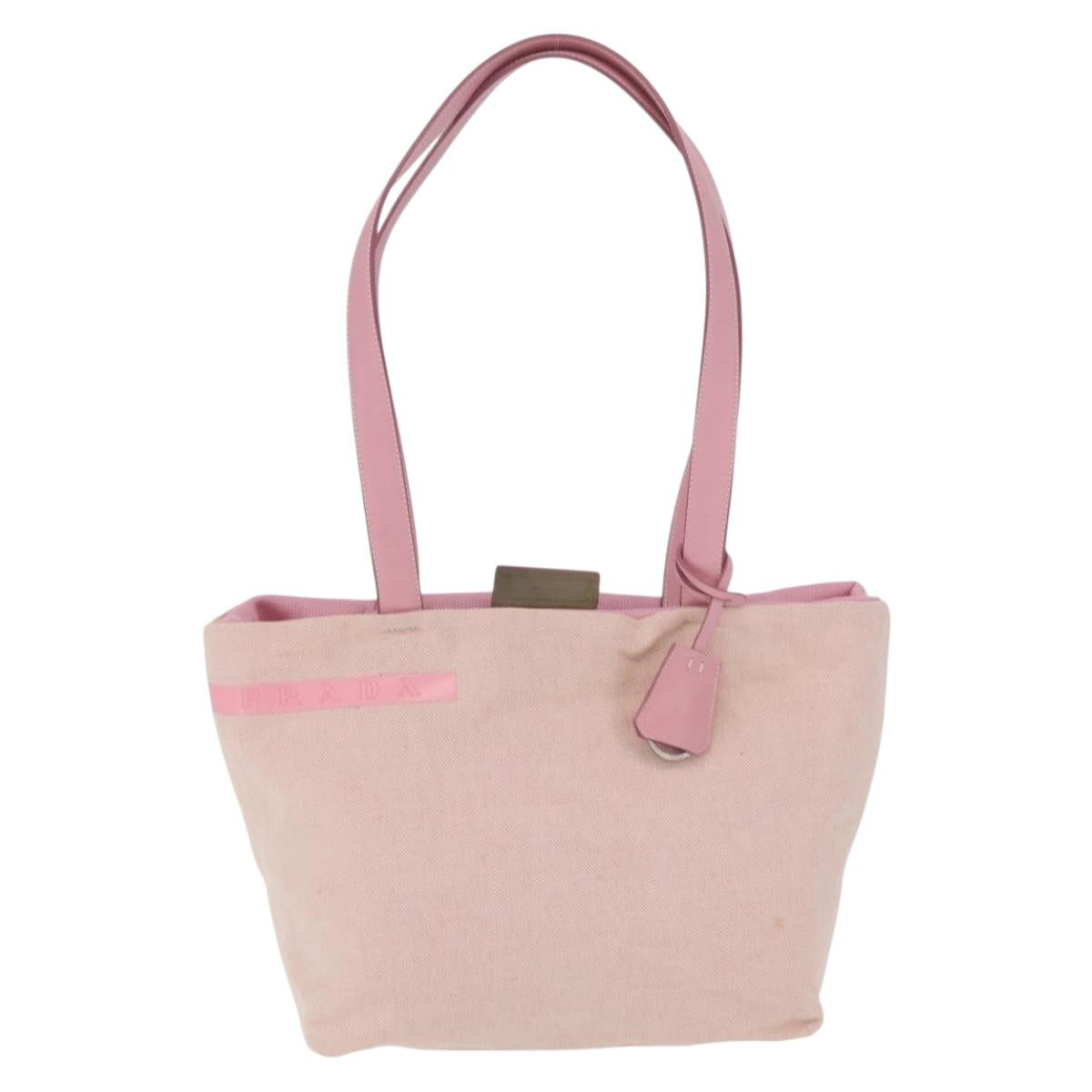 PRADA PRADA Sports Tote Bag Canvas Pink Auth 201301