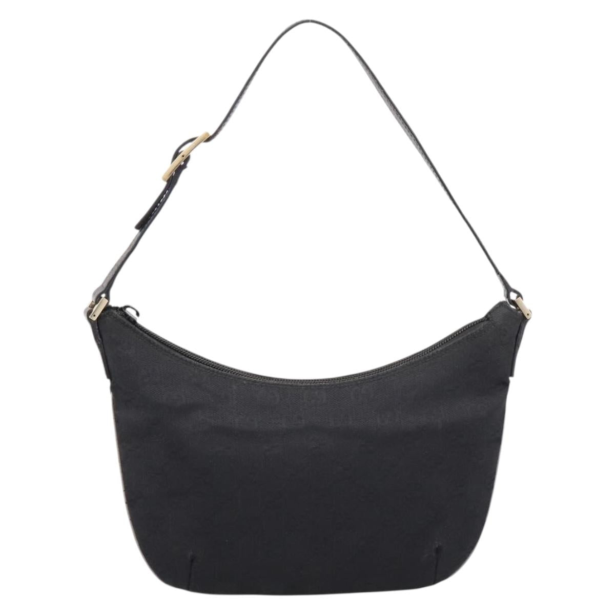 GUCCI GG Canvas Hand Bag Black Gold Tone 005 0813 Auth 201302