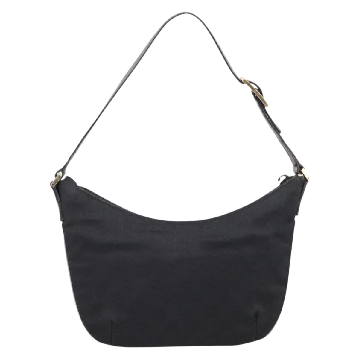 GUCCI GG Canvas Hand Bag Black Gold Tone 005 0813 Auth 201302