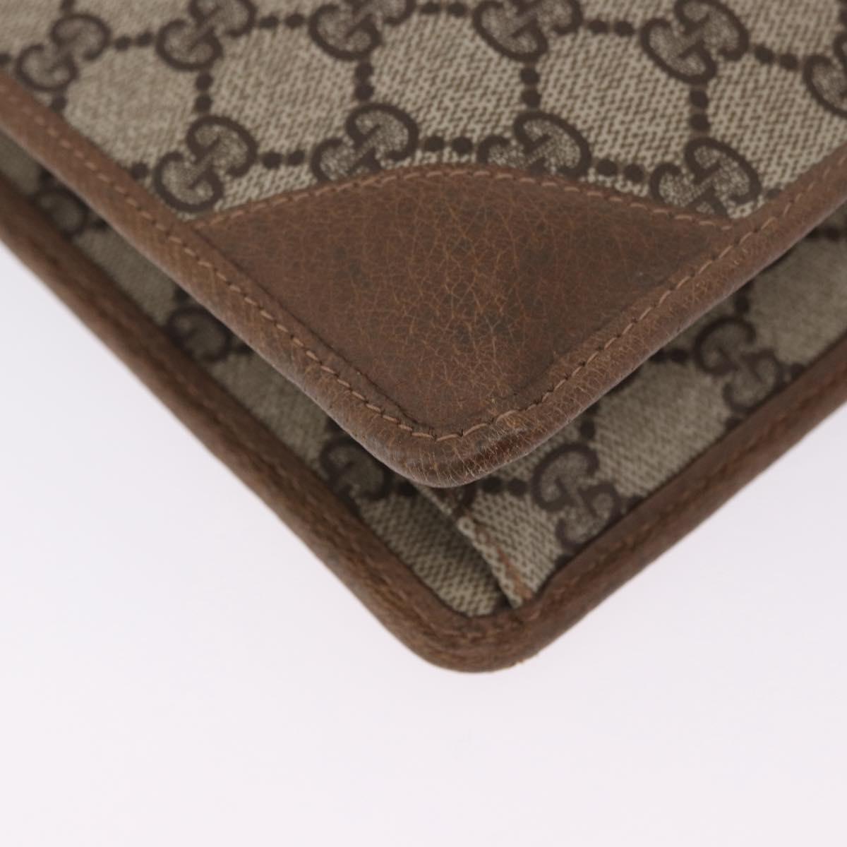 GUCCI GG Supreme Clutch Bag PVC Beige Gold Tone 89 01 029 Auth 201303