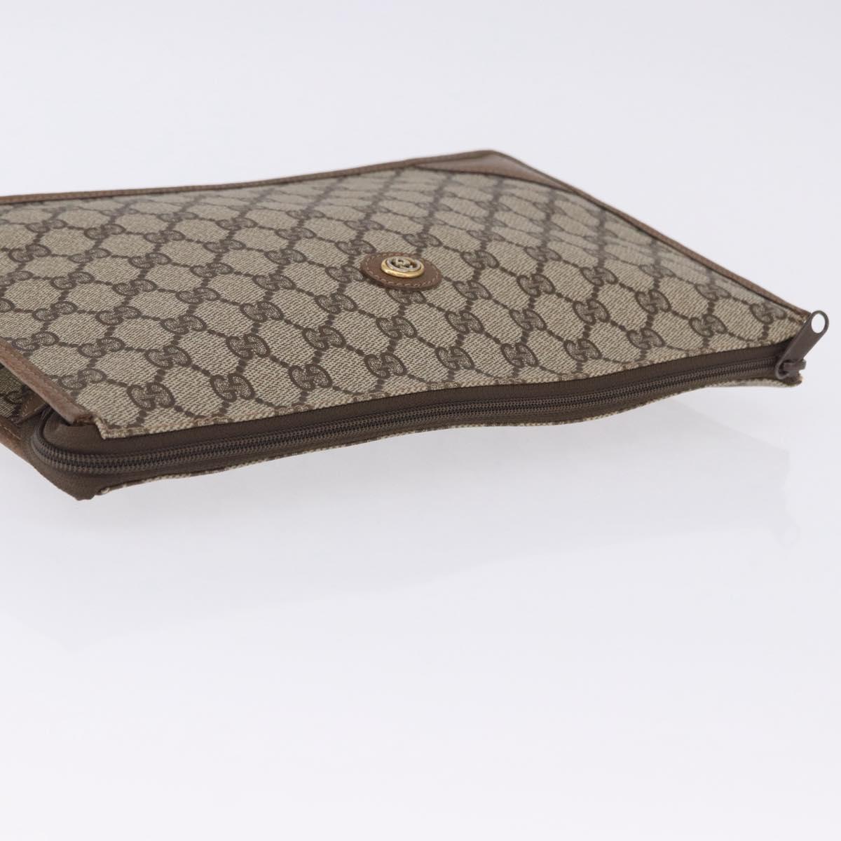 GUCCI GG Supreme Clutch Bag PVC Beige Gold Tone 89 01 029 Auth 201303