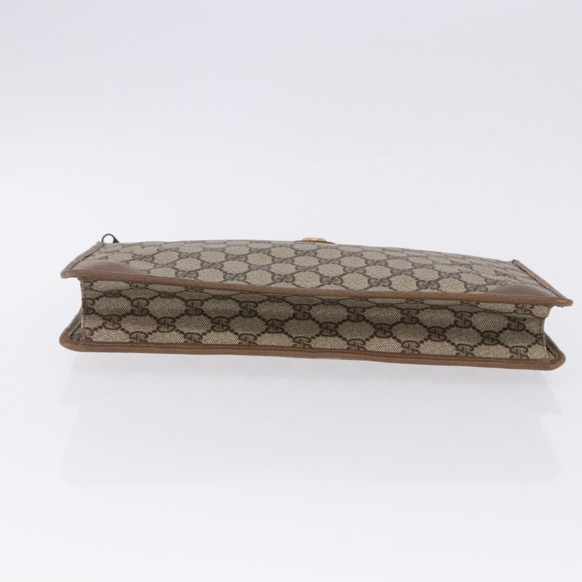 GUCCI GG Supreme Clutch Bag PVC Beige Gold Tone 89 01 029 Auth 201303