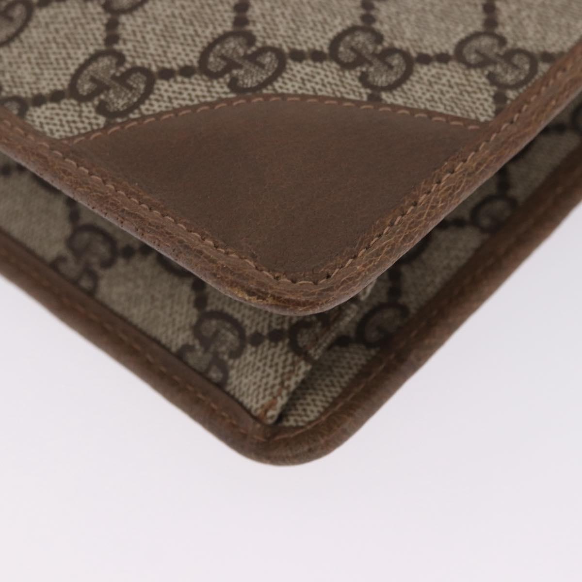 GUCCI GG Supreme Clutch Bag PVC Beige Gold Tone 89 01 029 Auth 201303