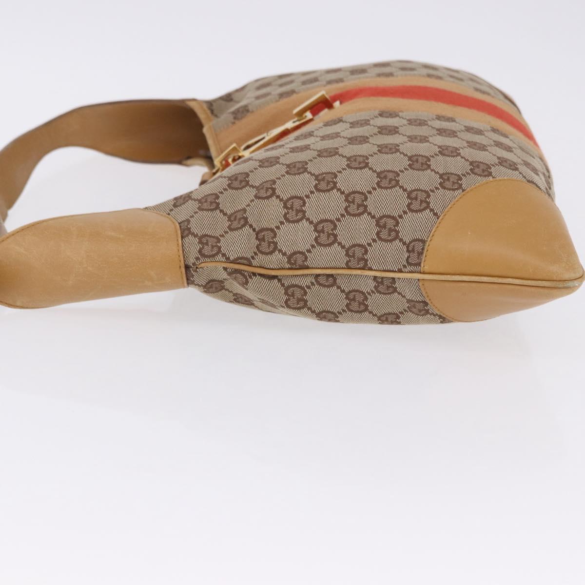 GUCCI GG Canvas Jackie Sherry Line Hand Bag Beige Gold Tone 001 4075 Auth 201304