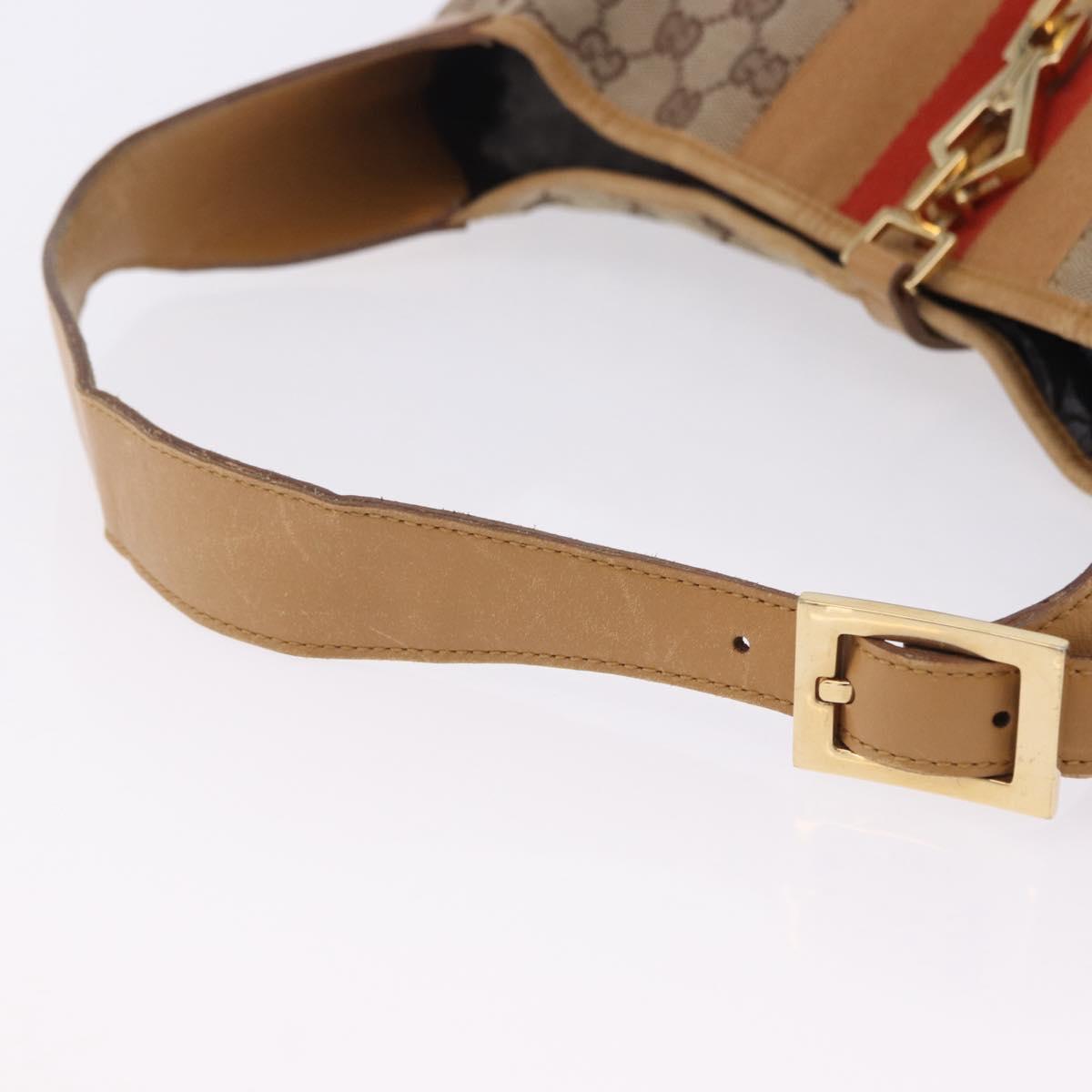 GUCCI GG Canvas Jackie Sherry Line Hand Bag Beige Gold Tone 001 4075 Auth 201304