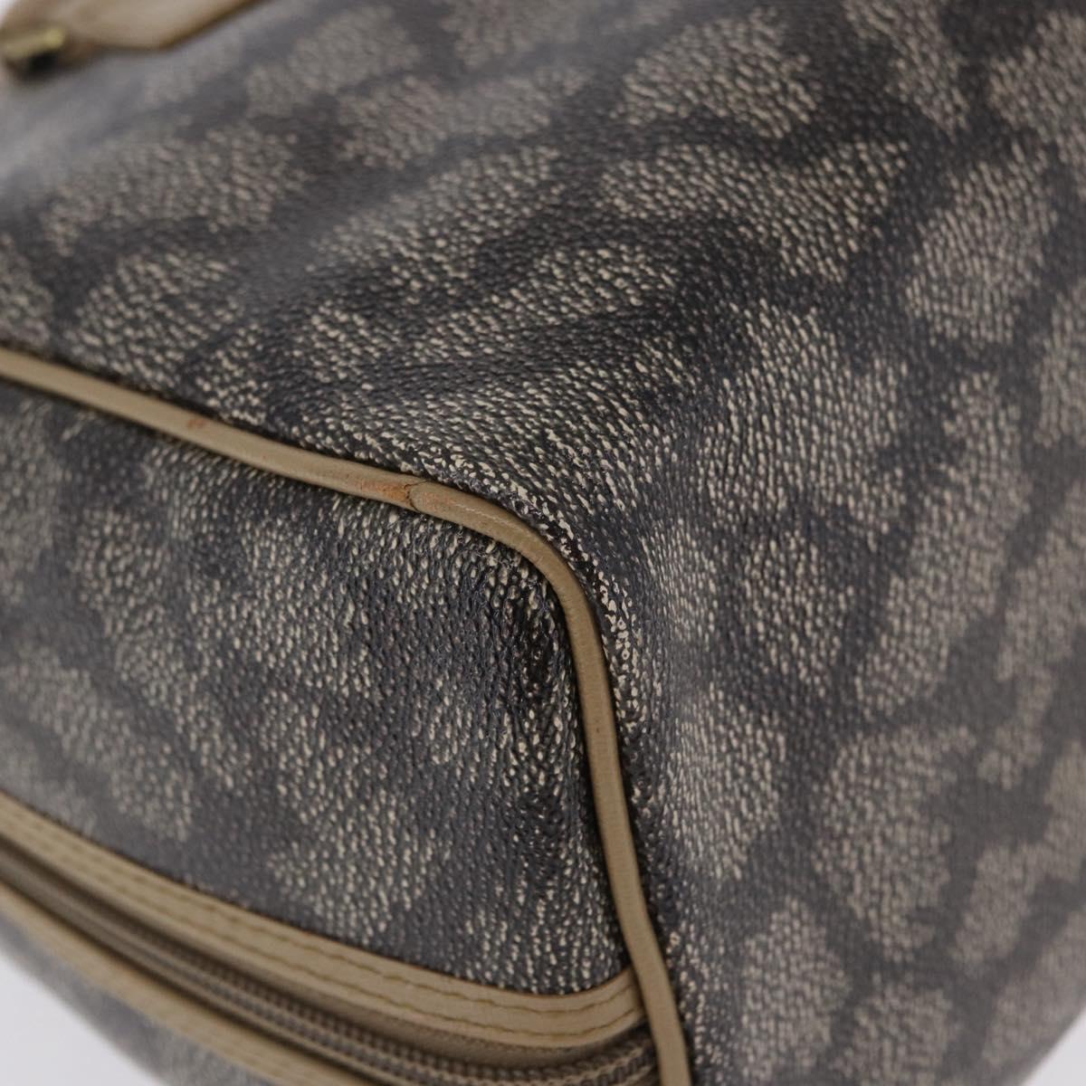 SAINT LAURENT Hand Bag PVC Leather Black Beige Auth 201308