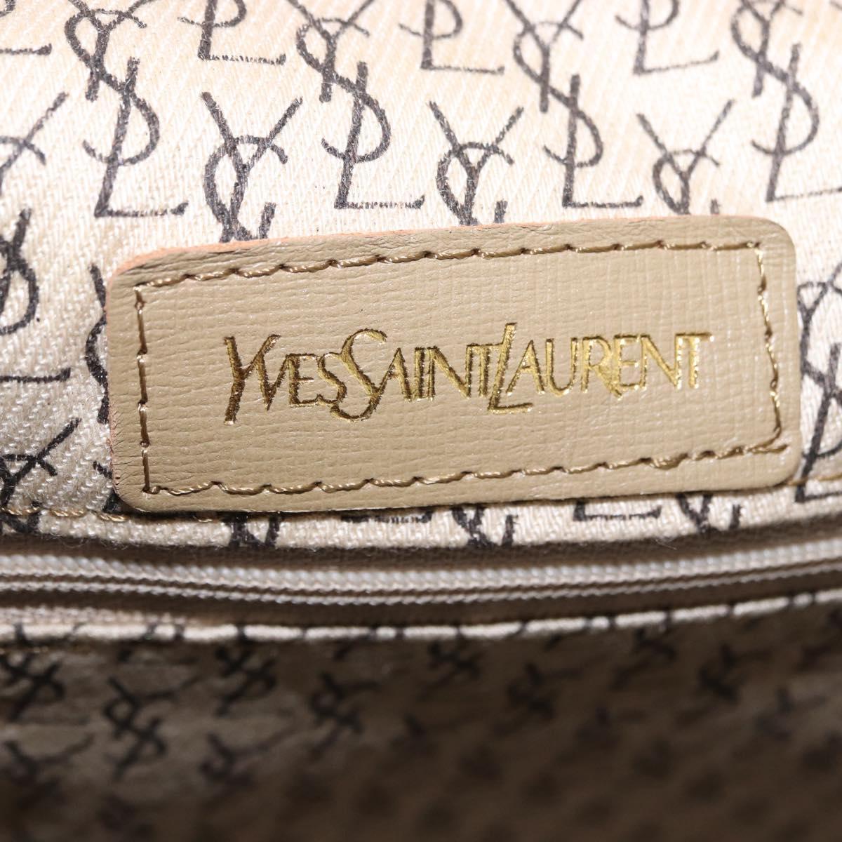 SAINT LAURENT Hand Bag PVC Leather Black Beige Auth 201308