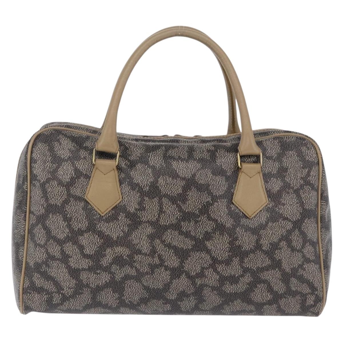 SAINT LAURENT Hand Bag PVC Leather Black Beige Auth 201308