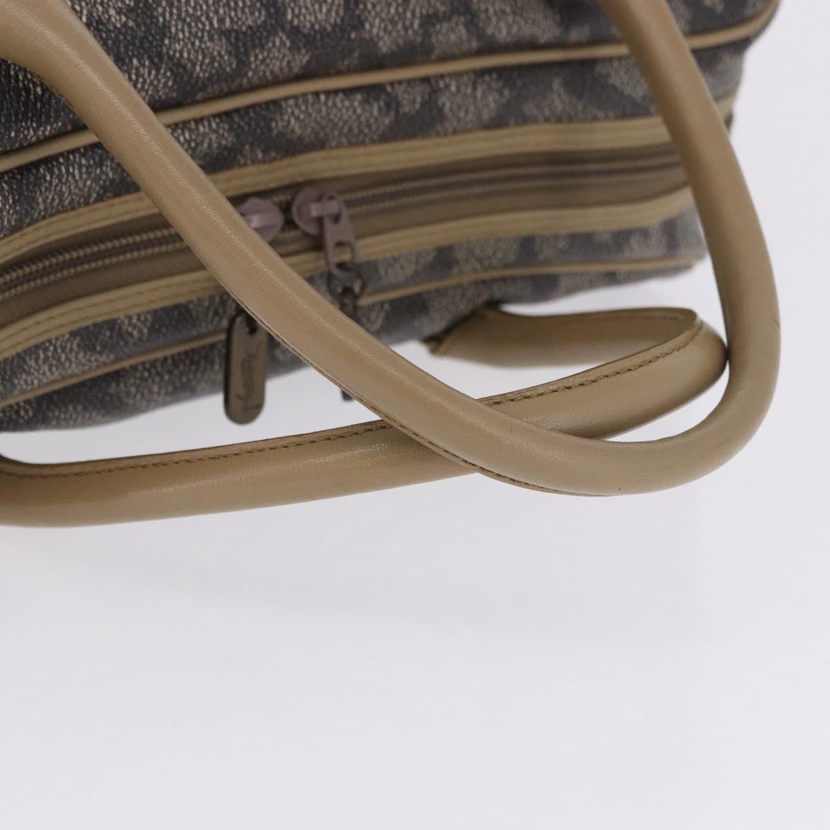 SAINT LAURENT Hand Bag PVC Leather Black Beige Auth 201308