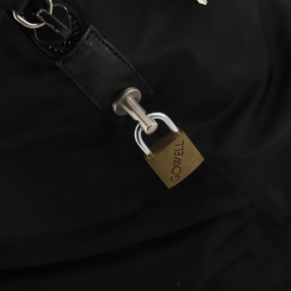 PRADA Boston Bag Nylon Black Silver Auth 201310