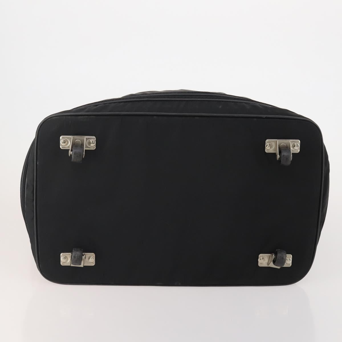PRADA Boston Bag Nylon Black Silver Auth 201310