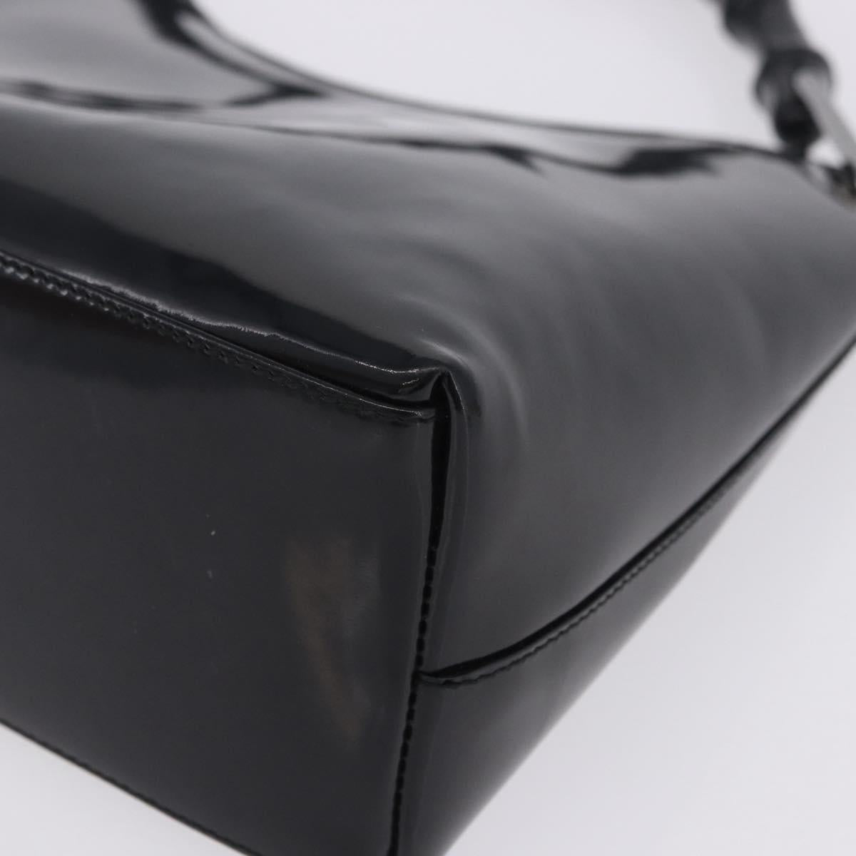 GUCCI Bamboo Hand Bag patent Black Silver 001 1998 Auth 201313