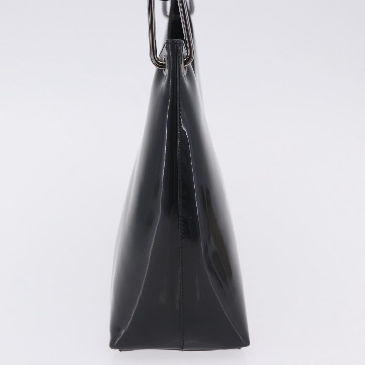 GUCCI Bamboo Hand Bag patent Black Silver 001 1998 Auth 201313