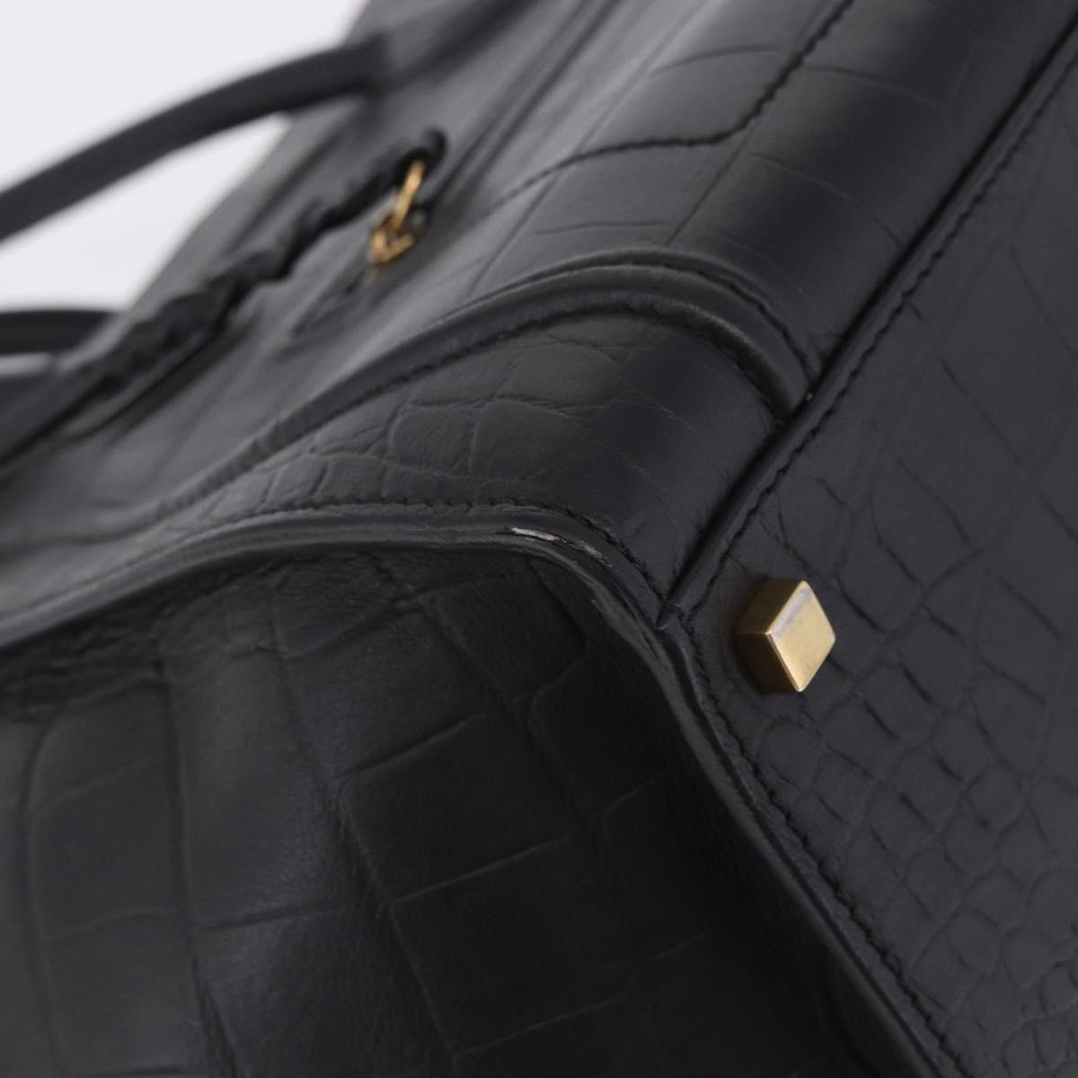 CELINE Luggage Phantom Shopper Hand Bag Leather Black Gold Tone Auth 201314V