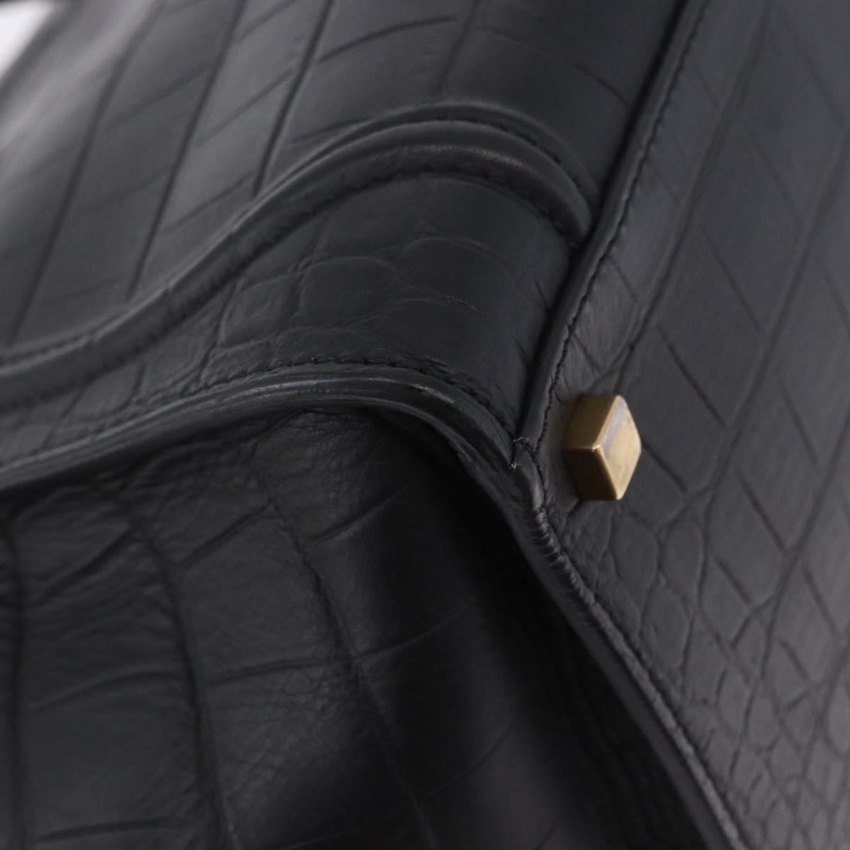 CELINE Luggage Phantom Shopper Hand Bag Leather Black Gold Tone Auth 201314V