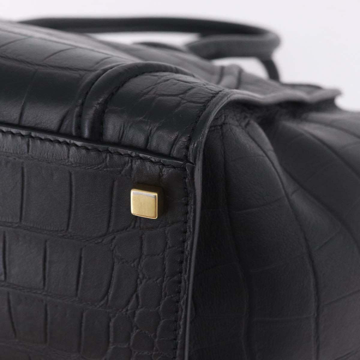 CELINE Luggage Phantom Shopper Hand Bag Leather Black Gold Tone Auth 201314V