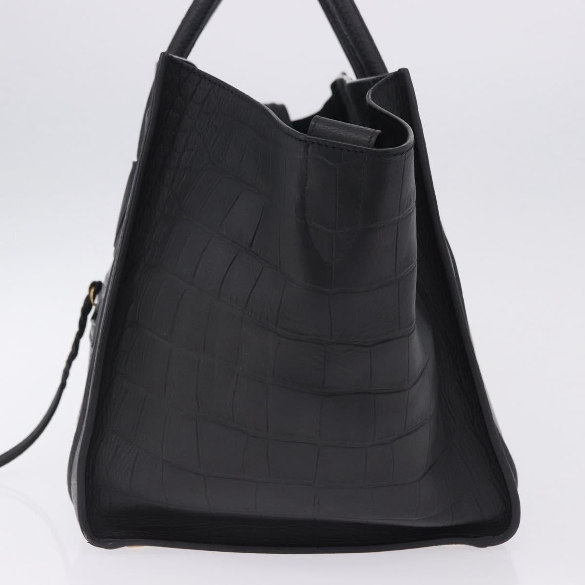 CELINE Luggage Phantom Shopper Hand Bag Leather Black Gold Tone Auth 201314V