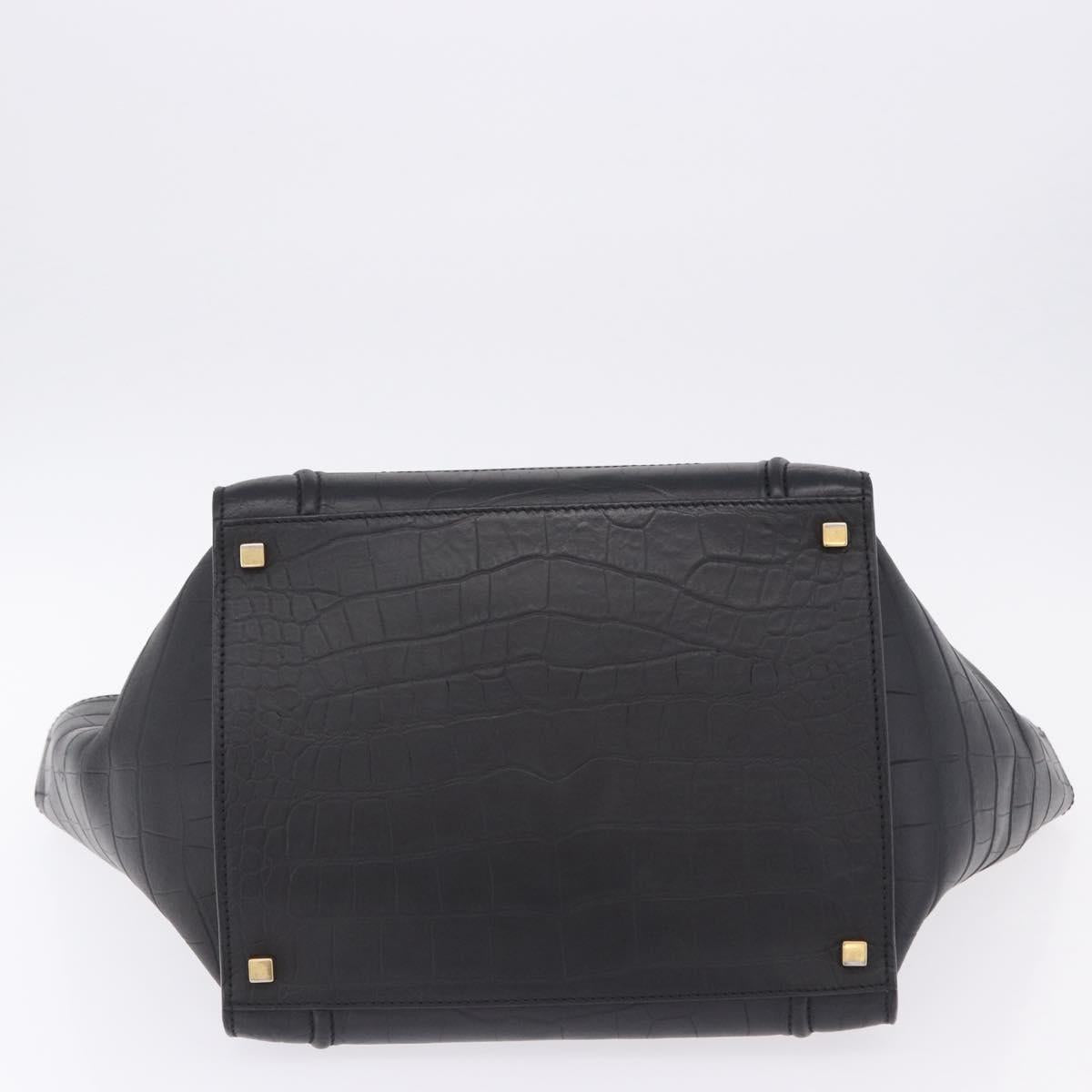 CELINE Luggage Phantom Shopper Hand Bag Leather Black Gold Tone Auth 201314V