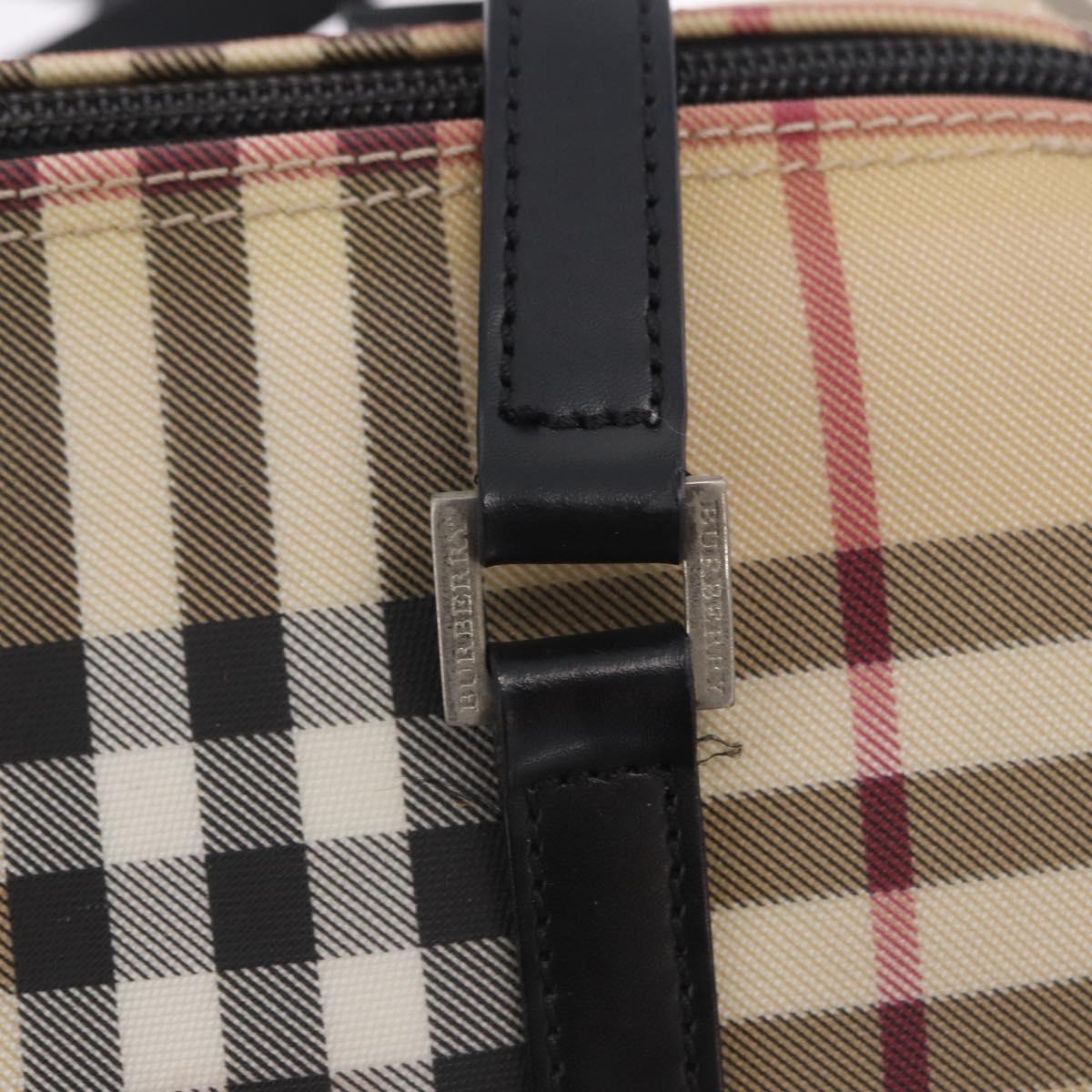 BURBERRY Nova Check Hand Bag PVC Leather Beige Silver Auth 201315V