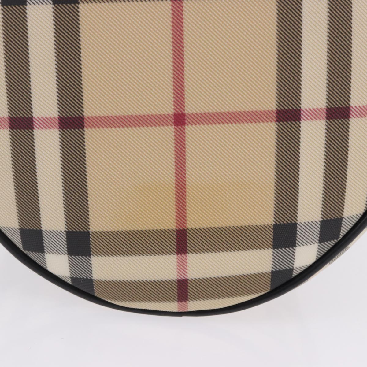 BURBERRY Nova Check Hand Bag PVC Leather Beige Silver Auth 201315V