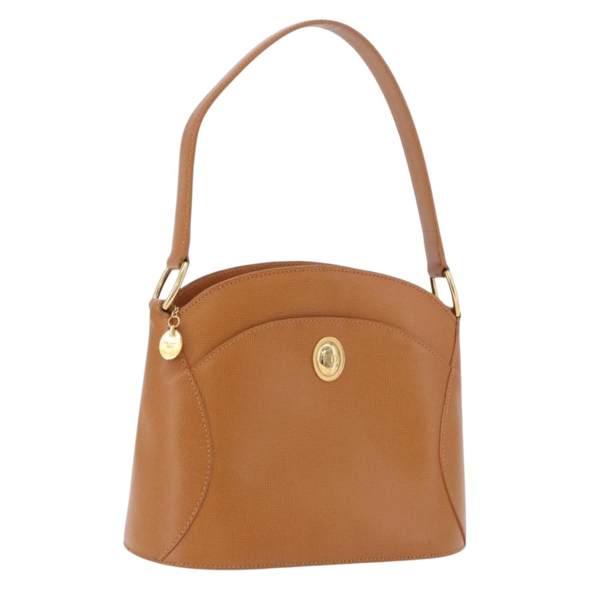 Christian Dior Hand Bag Leather Brown Gold Tone Auth 201316