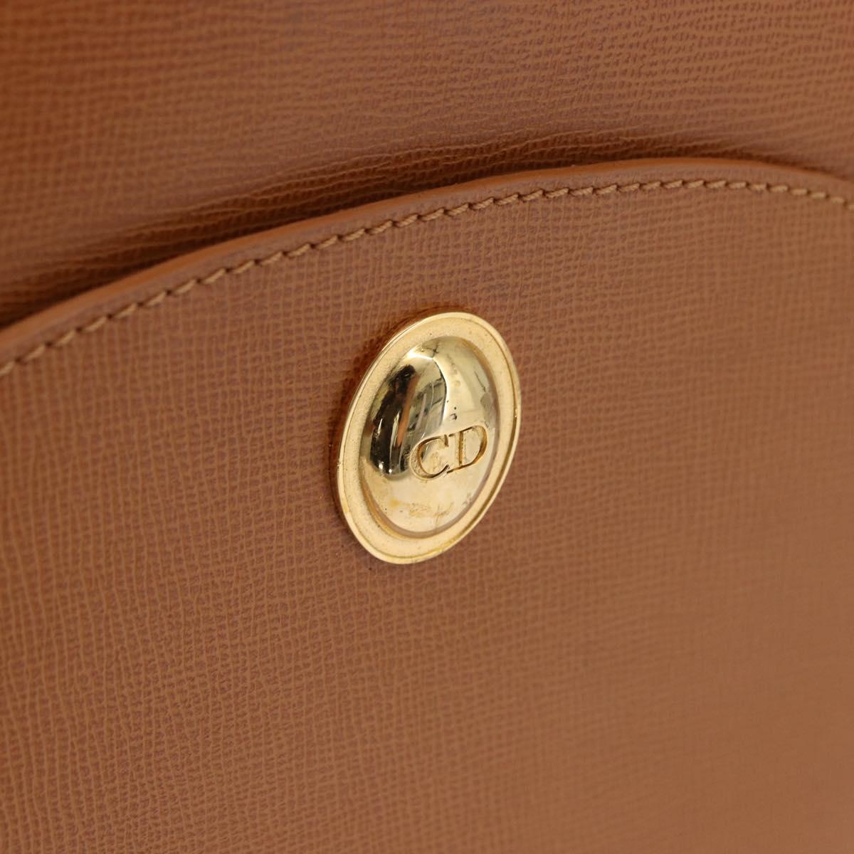 Christian Dior Hand Bag Leather Brown Gold Tone Auth 201316