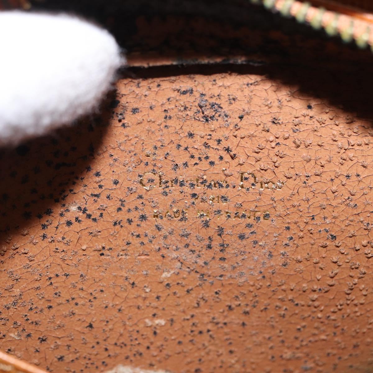 Christian Dior Hand Bag Leather Brown Gold Tone Auth 201316