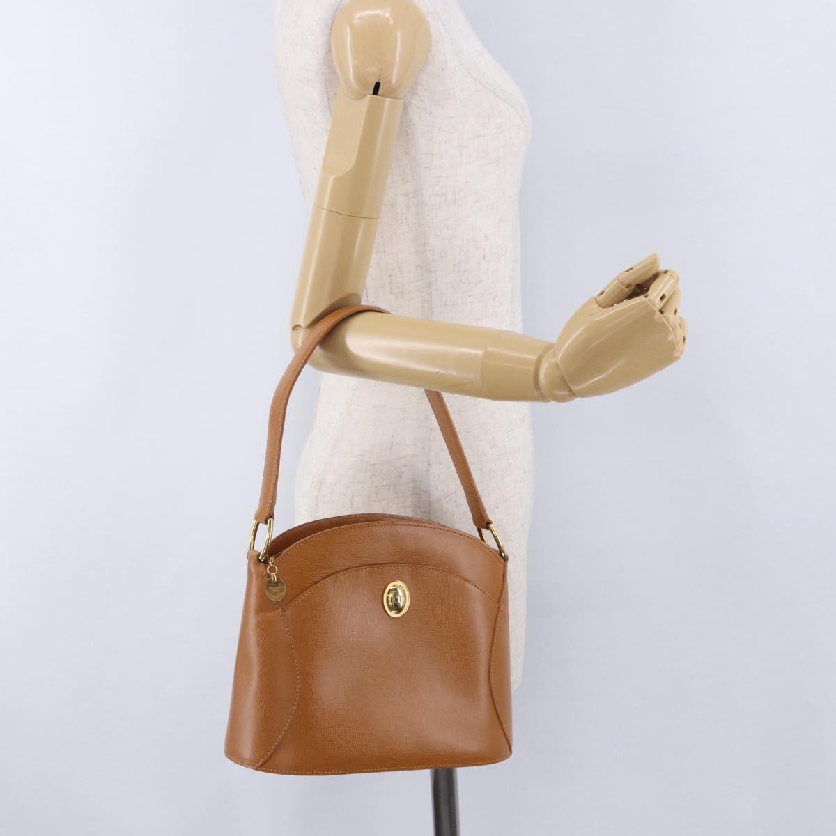 Christian Dior Hand Bag Leather Brown Gold Tone Auth 201316