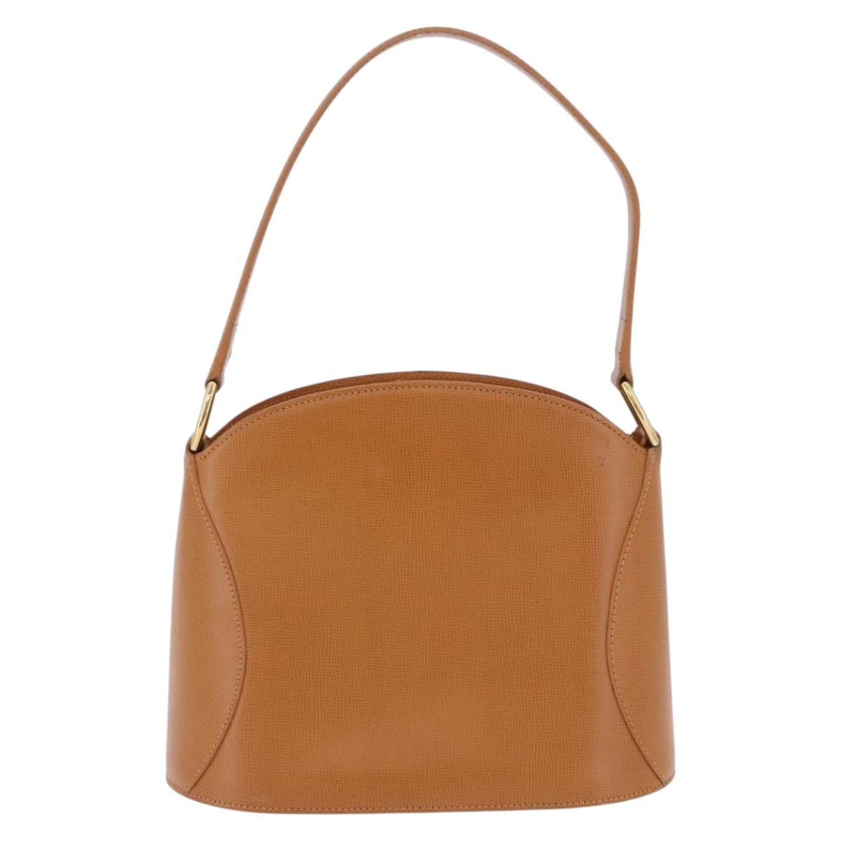 Christian Dior Hand Bag Leather Brown Gold Tone Auth 201316
